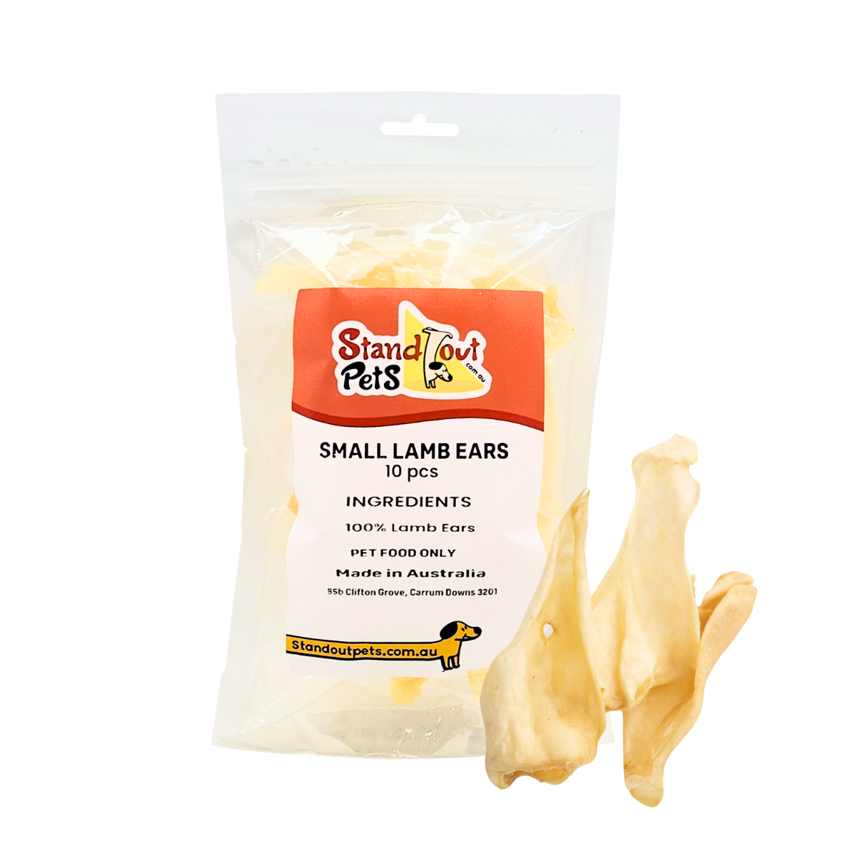 AUSSIE LAMB EARS FOR DOGS – Hypoallergenic, Low-Fat, Sensitive Tummy Chew – Air Dried, Dental Support, Grain Free - Made in Australia
